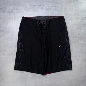 Y2K Black Micros Grunge Gothic Surf Baggy Board Shorts